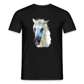 Cheval camarguais en Pastel Fluide - T-shirt homme - noir - Devant - AI Model Male 178 light (178cm)