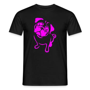 Mops in Pink - Männer T-Shirt - Schwarz - Vorne - AI Model Male 178 light (178cm)