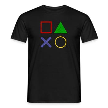 Gamepad Tasten Used Look - Männer T-Shirt - Schwarz - Vorne - AI Model Male 178 light (178cm)