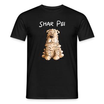 Happy Shar Pei I Folding Dog I Dog - Men's T-Shirt - black - Front - AI Model Male 178 light (178cm)