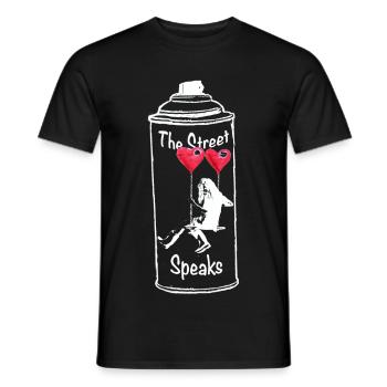 The Street Speaks – Love Street Art Spray Can Desi - Männer T-Shirt - Schwarz - Vorne - AI Model Male 178 light (178cm)