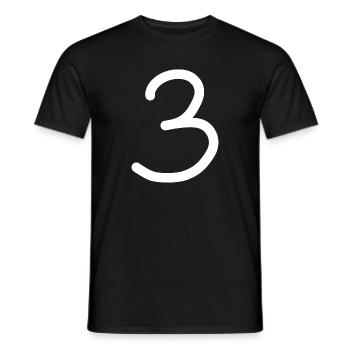 3 Nummer drei Zahl weiß Geburtstag - Männer T-Shirt - Schwarz - Vorne - AI Model Male 178 light (178cm)