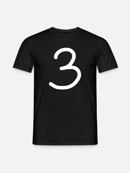 3 Nummer drei Zahl weiß Geburtstag - Männer T-Shirt - Schwarz