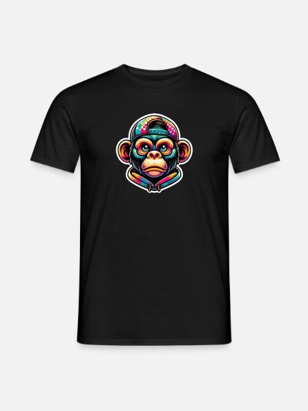 Monkey Hoodie Cap Colorful - Men's T-Shirt - black