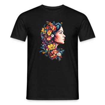 Woman Head Flowers International Women's Day Creative Abstract - Men's T-Shirt - black - Front - AI Model Male 178 light (178cm)
