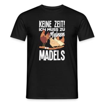 Pas le temps! Je dois aller vers mes filles – des poulets - T-shirt homme - noir - Devant - AI Model Male 178 light (178cm)