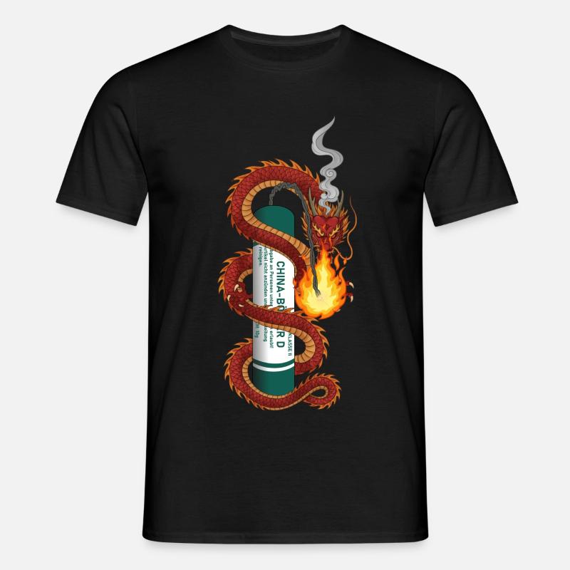 Pyro Drache - Männer T-Shirt - Schwarz