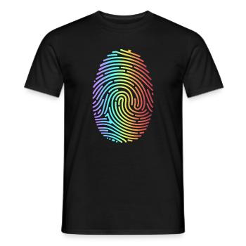 Empreinte digitale arc-en-ciel colorée - T-shirt homme - noir - Devant - AI Model Male 178 light (178cm)