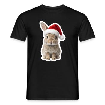 Cute bunny with hat - Christmas Bunny - Men's T-Shirt - black - Front - AI Model Male 178 light (178cm)