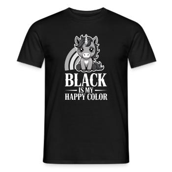 Unicorn Joy: Schwarz ist meine fröhliche Farbe - Männer T-Shirt - Schwarz - Vorne - AI Model Male 178 light (178cm)