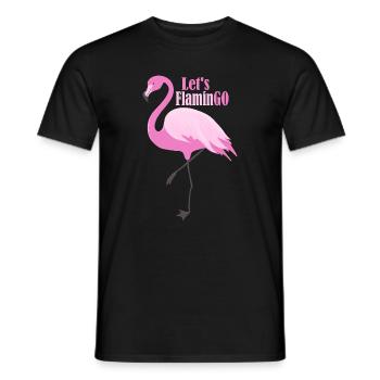 Voyons FlaminGO – Rose Flamingo avec un jeu de mots - T-shirt homme - noir - Devant - AI Model Male 178 light (178cm)