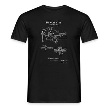 Croquis du brevet de l’étau d’établi à plans - T-shirt homme - noir - Devant - AI Model Male 178 light (178cm)