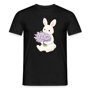 Lapin avec illustration lilas - T-shirt homme - noir - Devant - AI Model Male 178 light (178cm)