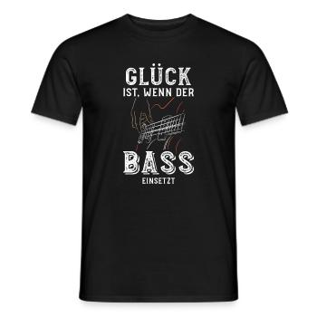 Glück ist wenn der Bass einsetzt / Bassist, Band - Männer T-Shirt - Schwarz - Vorne - AI Model Male 178 light (178cm)