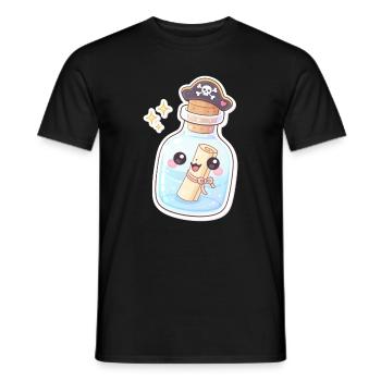 Cute Pirate Message in a Bottle - Männer T-Shirt - Schwarz - Vorne - AI Model Male 178 light (178cm)