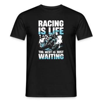 Racing Is Life Motorcycle Passion Motorsport - Men's T-Shirt - black - Front - AI Model Male 178 light (178cm)