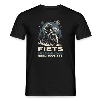 Vélo Toute l'Année - Pas d'Excuses Design - T-shirt homme - noir - Devant - AI Model Male 178 light (178cm)
