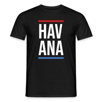 Havana Bold Mono avec des rayures rouge-bleues - T-shirt homme - noir - Devant - AI Model Male 178 light (178cm)