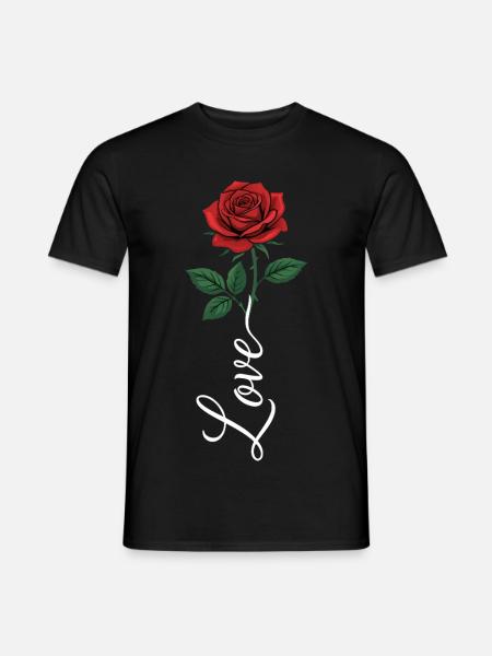 Love Rote Rose - Männer T-Shirt - Schwarz