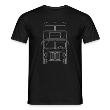Vintage 1940s Double Decker Bus Line Drawing - Men's T-Shirt - black - Front - AI Model Male 178 light (178cm)