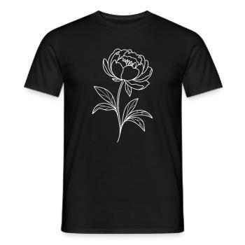 Dessin de croquis fleur en ligne monochrome - T-shirt homme - noir - Devant - AI Model Male 178 light (178cm)