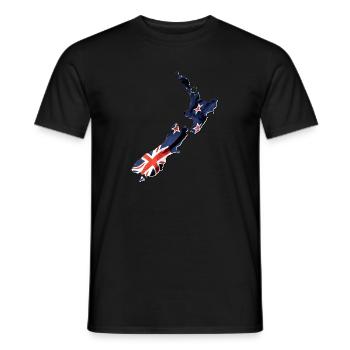 Vrai drapeau de la Nouvelle-Zélande - Carte du drapeau - T-shirt homme - noir - Devant - AI Model Male 178 light (178cm)