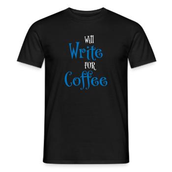 Will write for coffee - Men's T-Shirt - black - Front - AI Model Male 178 light (178cm)