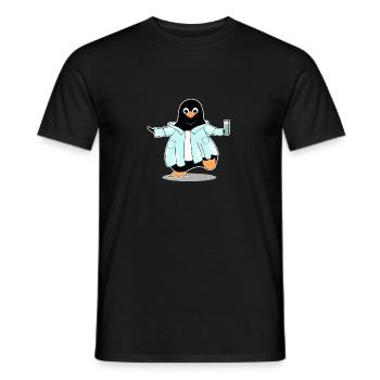 Penguin comic scientist chimie biologie - T-shirt homme - noir - Devant - AI Model Male 178 light (178cm)