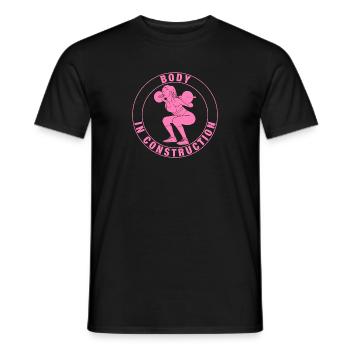 Fitness Sportlerin, Kniebeugen, Rosa - Männer T-Shirt - Schwarz - Vorne - AI Model Male 178 light (178cm)