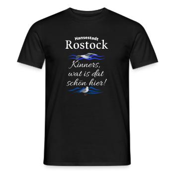 Rostock Hansestadt Ostsee Urlaubs Spruch mit Möwe - Männer T-Shirt - Schwarz - Vorne - AI Model Male 178 light (178cm)