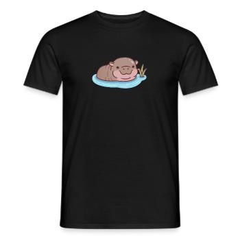 Hippopotame pygmée mignon se relaxant dans la rivière - T-shirt homme - noir - Devant - AI Model Male 178 light (178cm)