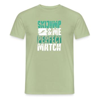 Saut à ski - T-shirt homme - vert sauge - Devant - AI Model Male 178 light (178cm)