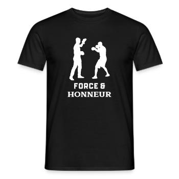 Motif boxe force et honneur cadeau personnalisé - T-shirt homme - noir - Devant - AI Model Male 178 light (178cm)