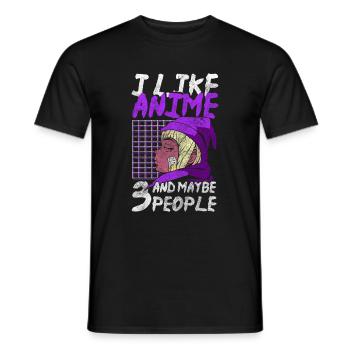 Manga Comic Senpai Girl - Men's T-Shirt - black - Front - AI Model Male 178 light (178cm)