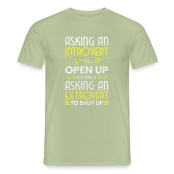 Introvert Human Alone Single - Men's T-Shirt - sage - Front - AI Model Male 178 light (178cm)