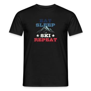 Eat Sleep Ski Repeat - Ski - Ski - Men's T-Shirt - black - Front - AI Model Male 178 light (178cm)