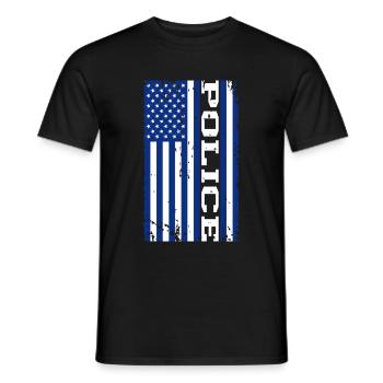 Police USA Flagge - Männer T-Shirt - Schwarz - Vorne - AI Model Male 178 light (178cm)