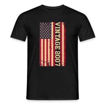 Vintage 2007 US Flag - Men's T-Shirt - black - Front - AI Model Male 178 light (178cm)