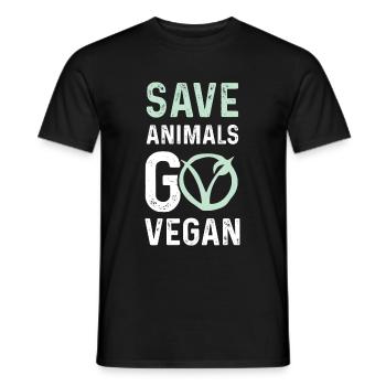 Végétalien bien-être animal - T-shirt homme - noir - Devant - AI Model Male 178 light (178cm)