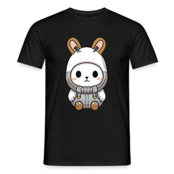 Bunny Winter Animal Cute Comic - Men's T-Shirt - black - Front - AI Model Male 178 light (178cm)
