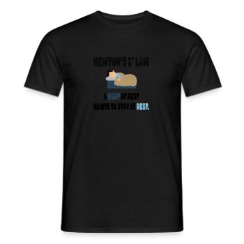 La 1ère Loi de Newton, un corps au repos veut rester à - T-shirt homme - noir - Devant - AI Model Male 178 light (178cm)
