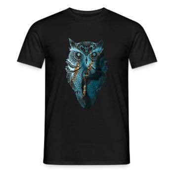 HIBOU MANDALA UHU - T-shirt homme - noir - Devant - AI Model Male 178 light (178cm)