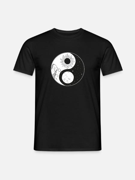 Yin Yang, sol y luna. Yoga, Meditación, Zen - Camiseta hombre - negro