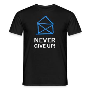 Never give up Haus vom Nikolaus - Männer T-Shirt - Schwarz - Vorne - AI Model Male 178 light (178cm)