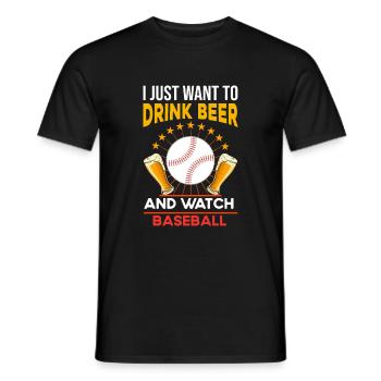 Buvez de la bière et regardez le baseball -bi - T-shirt homme - noir - Devant - AI Model Male 178 light (178cm)