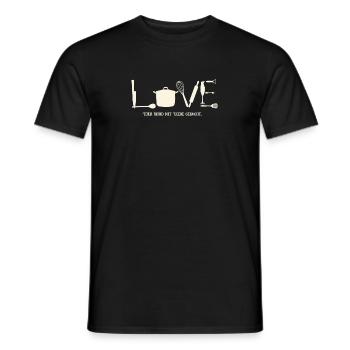 Küchenliebe - Hier wird mit Liebe gekocht - Männer T-Shirt - Schwarz - Vorne - AI Model Male 178 light (178cm)