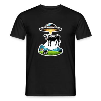 Alien UFO cow abduction - Men's T-Shirt - black - Front - AI Model Male 178 light (178cm)