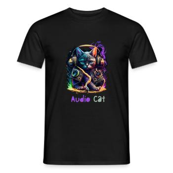 Audio Cat - Männer T-Shirt - Schwarz - Vorne - AI Model Male 178 light (178cm)