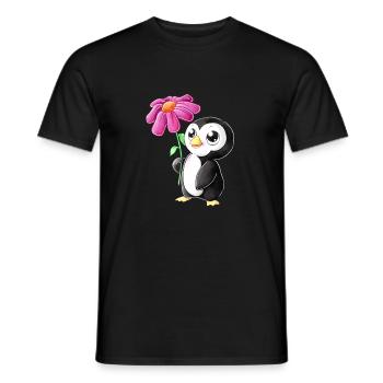 Putziger Comic Pinguin - Männer T-Shirt - Schwarz - Vorne - AI Model Male 178 light (178cm)