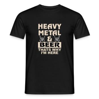 Heavy Metal & Bier, darum bin ich hier - Männer T-Shirt - Schwarz - Vorne - AI Model Male 178 light (178cm)
